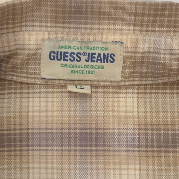 Mens Guess Jeans "American Tradition" Button down Shirt L Brown - Picture 4 of 4